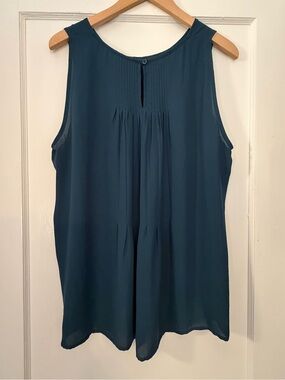 LOFT Sleeveless Pleated Teal Women’s Top XL